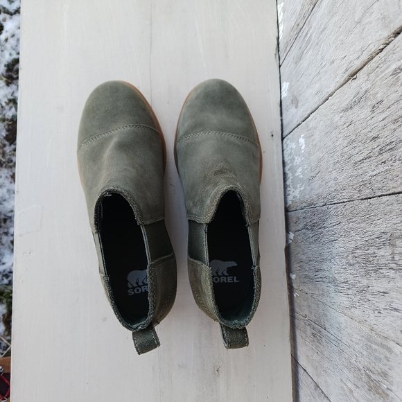Sorel Evie II Chelsea Green Boots Womens 6.5 Waterproof Shoe Snow Booties Suede - Picture 7 of 11